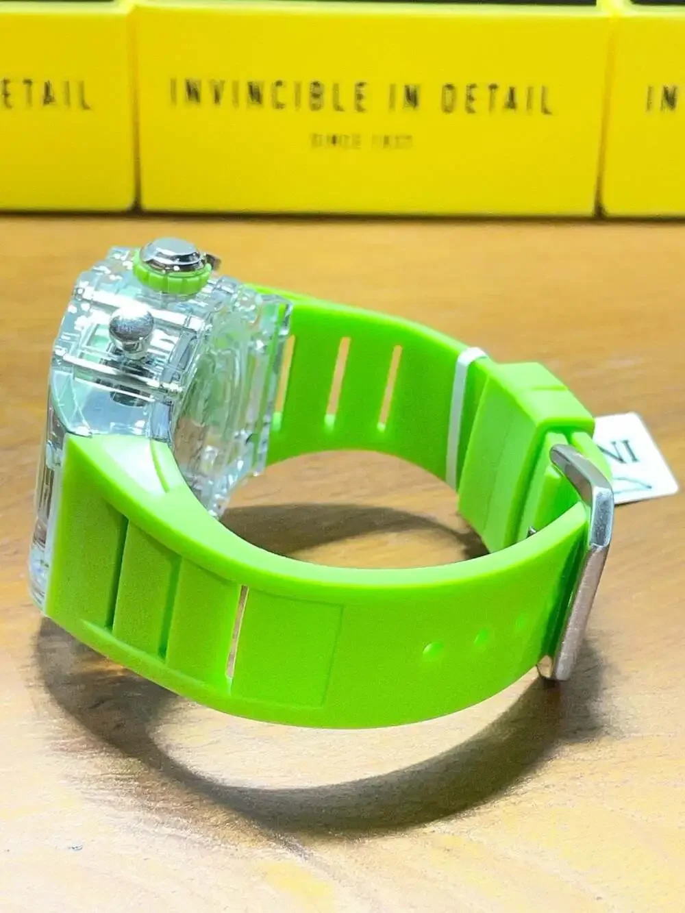 Invicta Men's Watch Neon Green Strap Clear Case